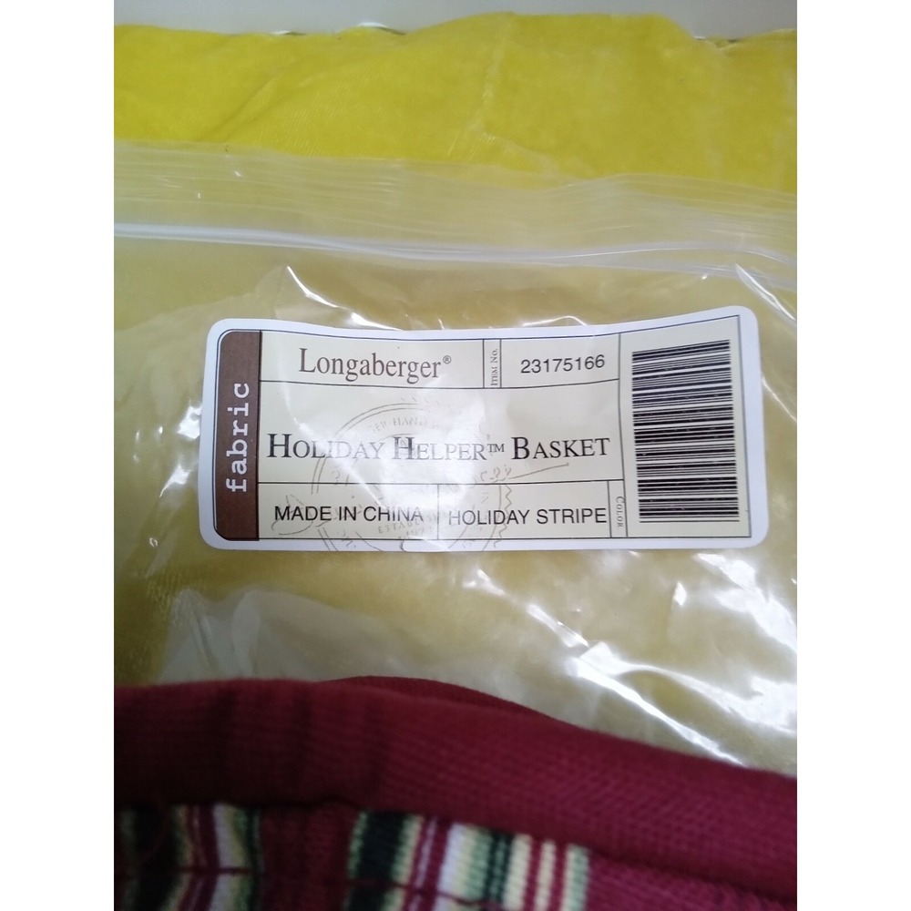 Longaberger‎ Holiday Helper Fabric Basket Liner